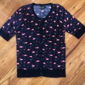 🦩7th Avenue Design Studio New York & Company Flamingo cardigan size small